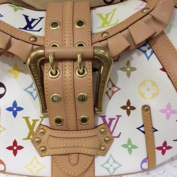 White Multicolor Canvas Monogram Bag - Picture 2 of 11